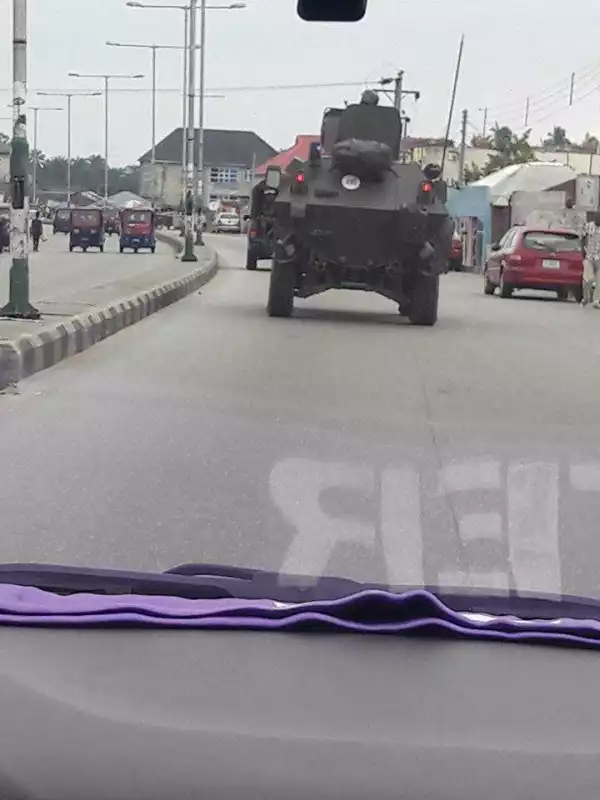 Photos Armored Tanks Arrive Bayelsa Community Over The Killing Of 18-Year-Old Girl